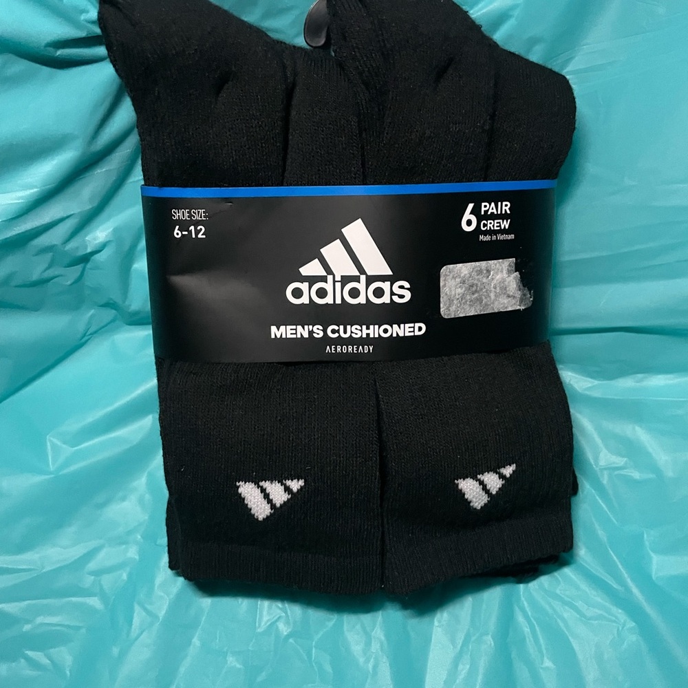Adidas Men's Cushioned Crew Socks - Black and White